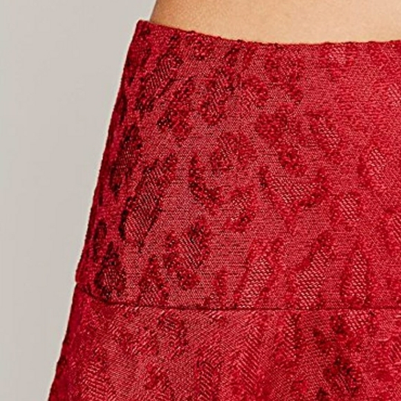 Free People Chenille Woven Cranberry Cheetah Skirt - Picture 5 of 13